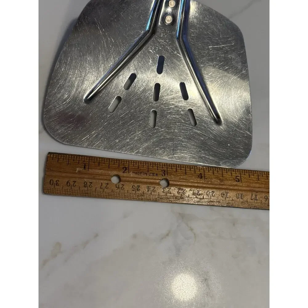Vtg Foley Curved Stainless Wide Slotted Spatula Turner Flipper Black Handle
